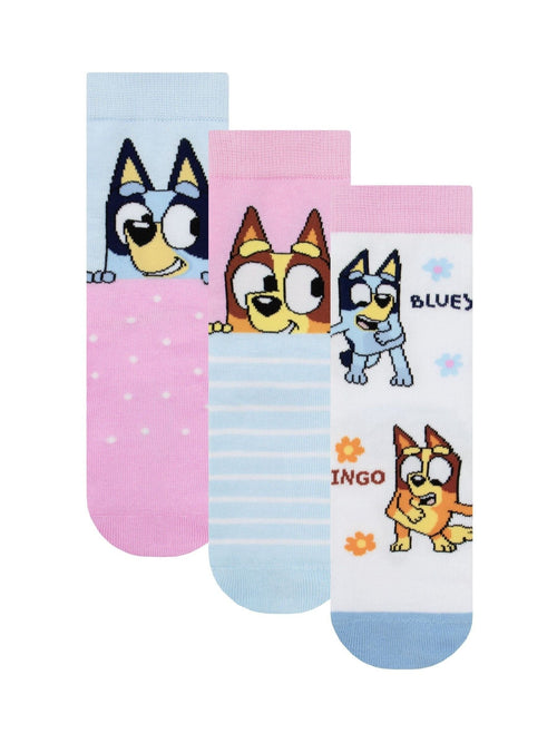 Character Pink Bluey And Bingo 3 Pack Ankle Socks image 1