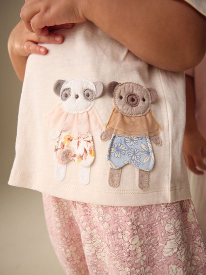 Pink/Blue Top & Trousers Set 2 Pack (3mths-7yrs) image 4
