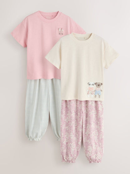 Pink/Blue Top & Trousers Set 2 Pack (3mths-7yrs) image 5