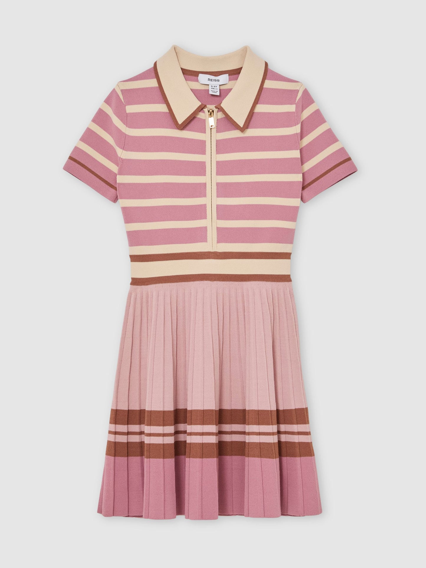 Reiss Pink Ophelia 3-9 yrs Cotton Collared Stripe Knit Dress image 2