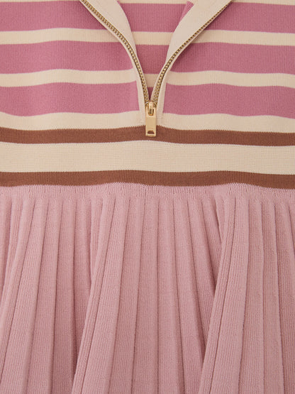 Reiss Pink Ophelia 3-9 yrs Cotton Collared Stripe Knit Dress image 5