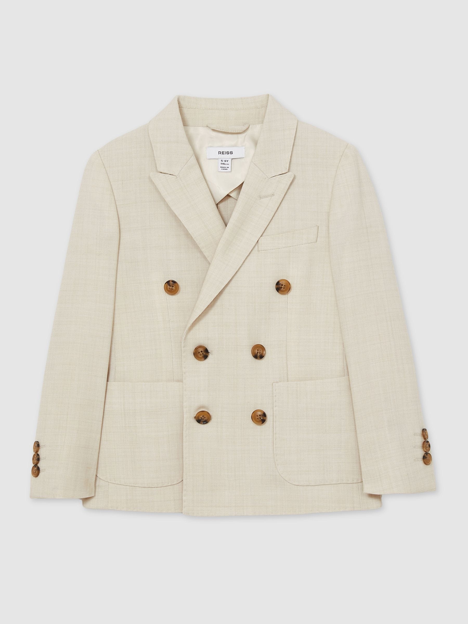 Reiss Stone Belmont J 9-13 yrs Double-Breasted Textured Blazer With Wool image 2