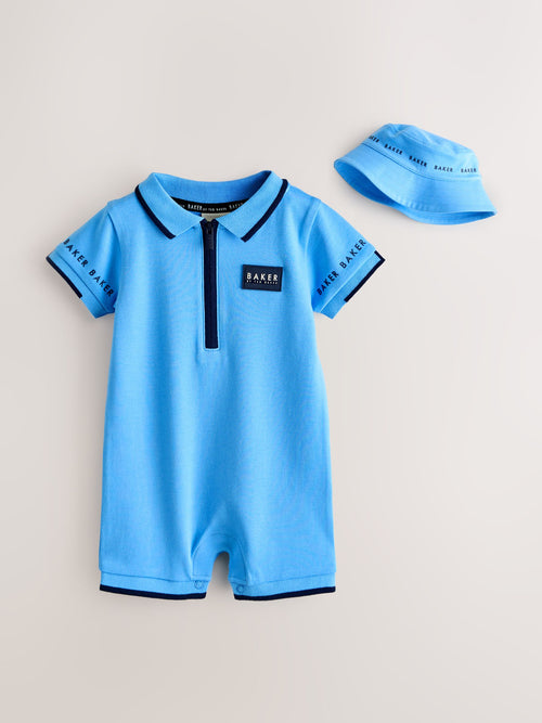 Baker by Ted Baker Blue Romper and Hat Set image 1
