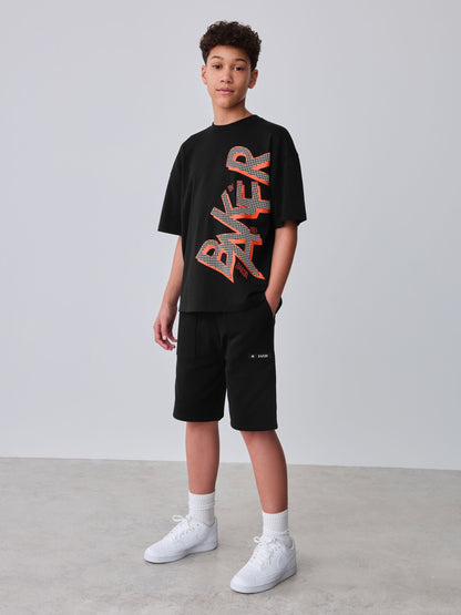 Baker by Ted Baker Oversized Graphic Black T-Shirt and Shorts Set image 1