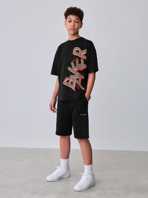 Dsiney Kidz - Baker by Ted Baker Oversized Graphic Black T-Shirt and Shorts Set image 1
