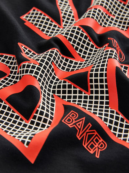 Baker by Ted Baker Oversized Graphic Black T-Shirt and Shorts Set image 3