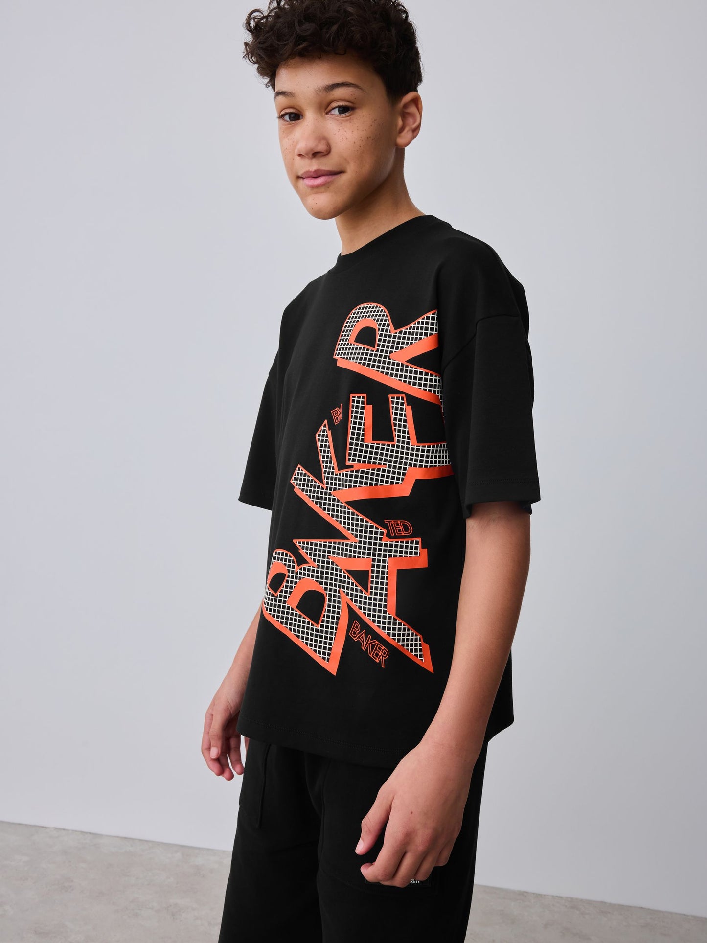 Baker by Ted Baker Oversized Graphic Black T-Shirt and Shorts Set image 8