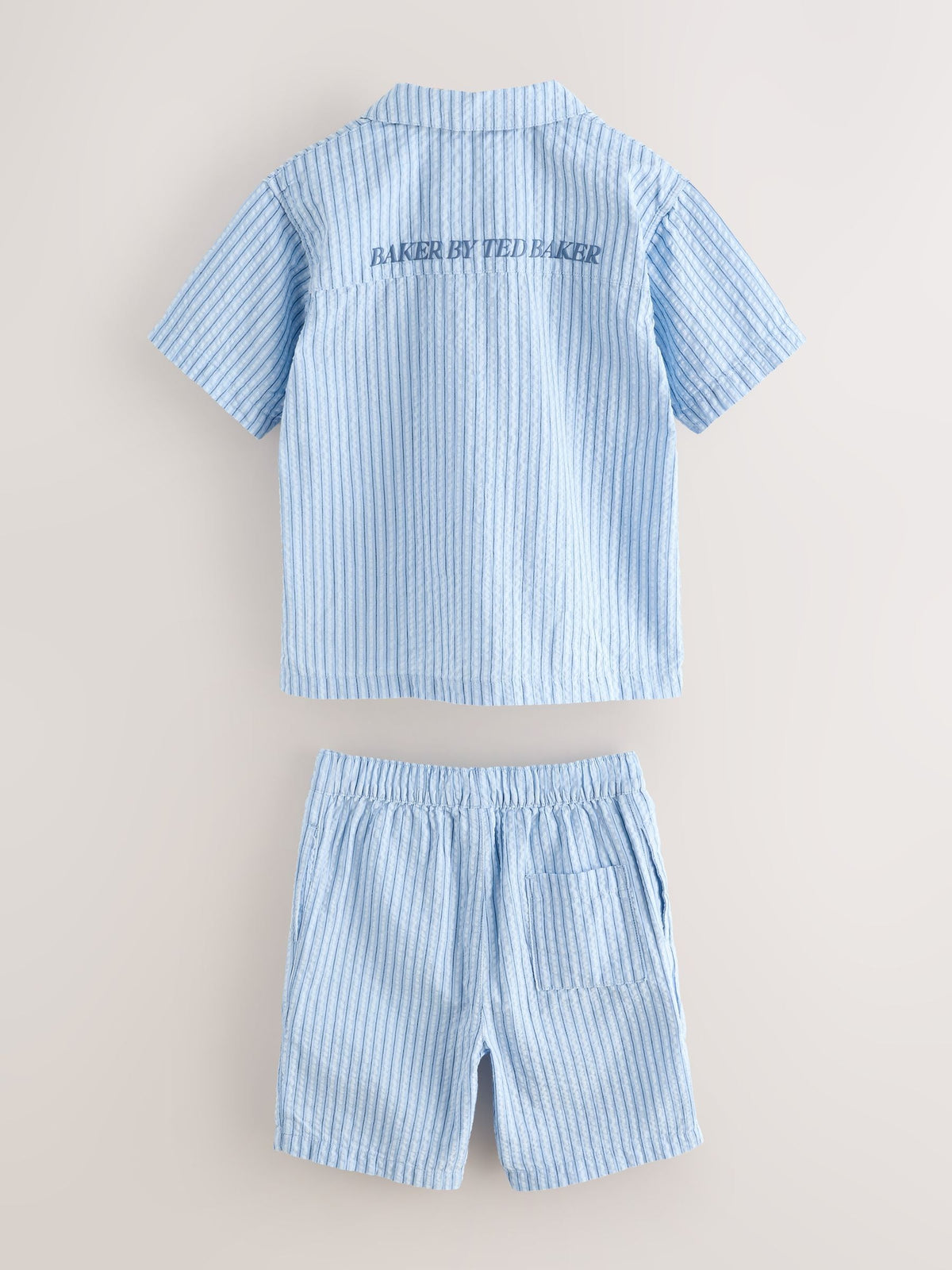 Dsiney Kidz - Baker by Ted Baker Textured Blue Stripe Shirt and Short Set image 10