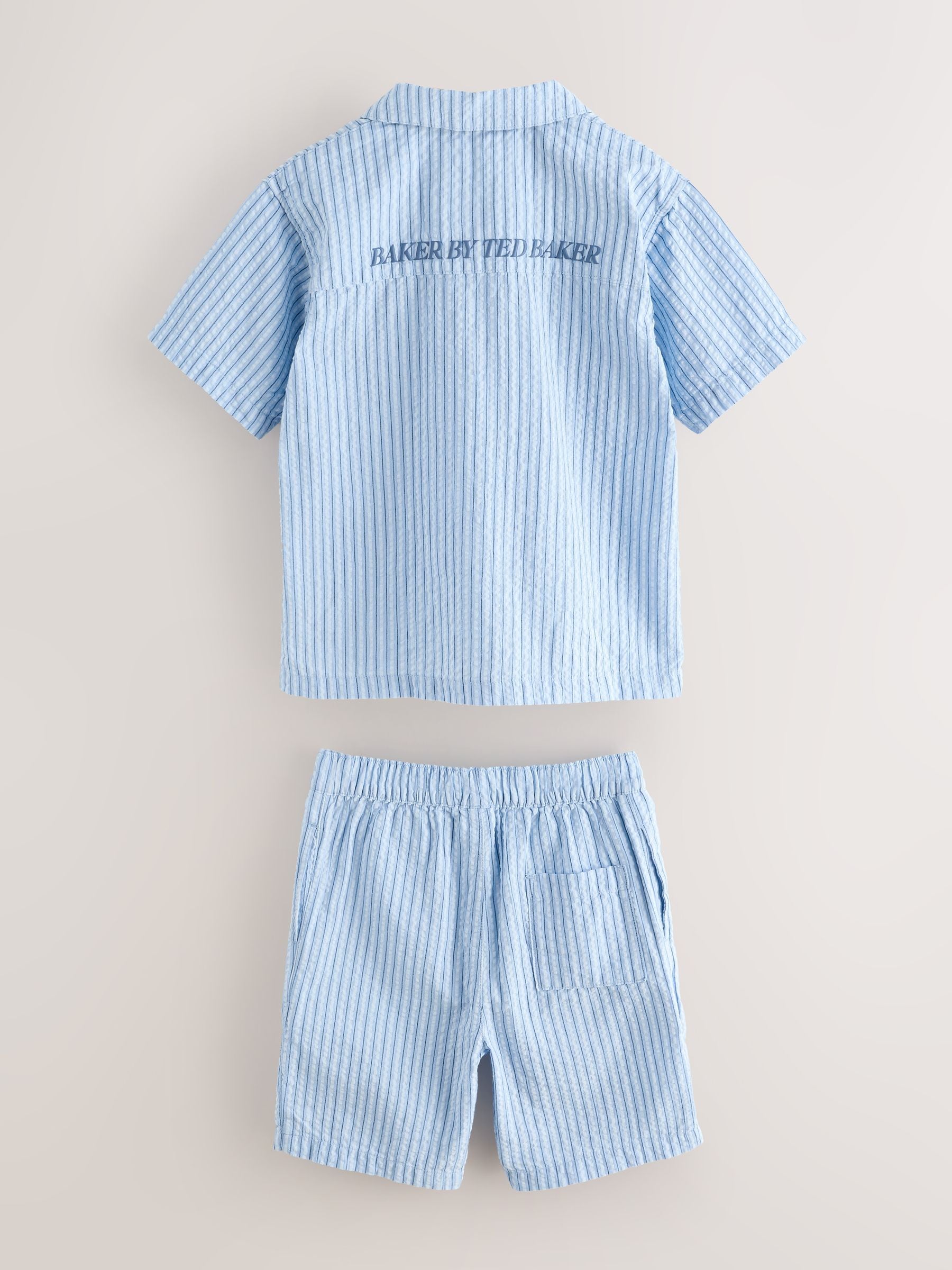 Baker by Ted Baker Textured Blue Stripe Shirt and Short Set image 10