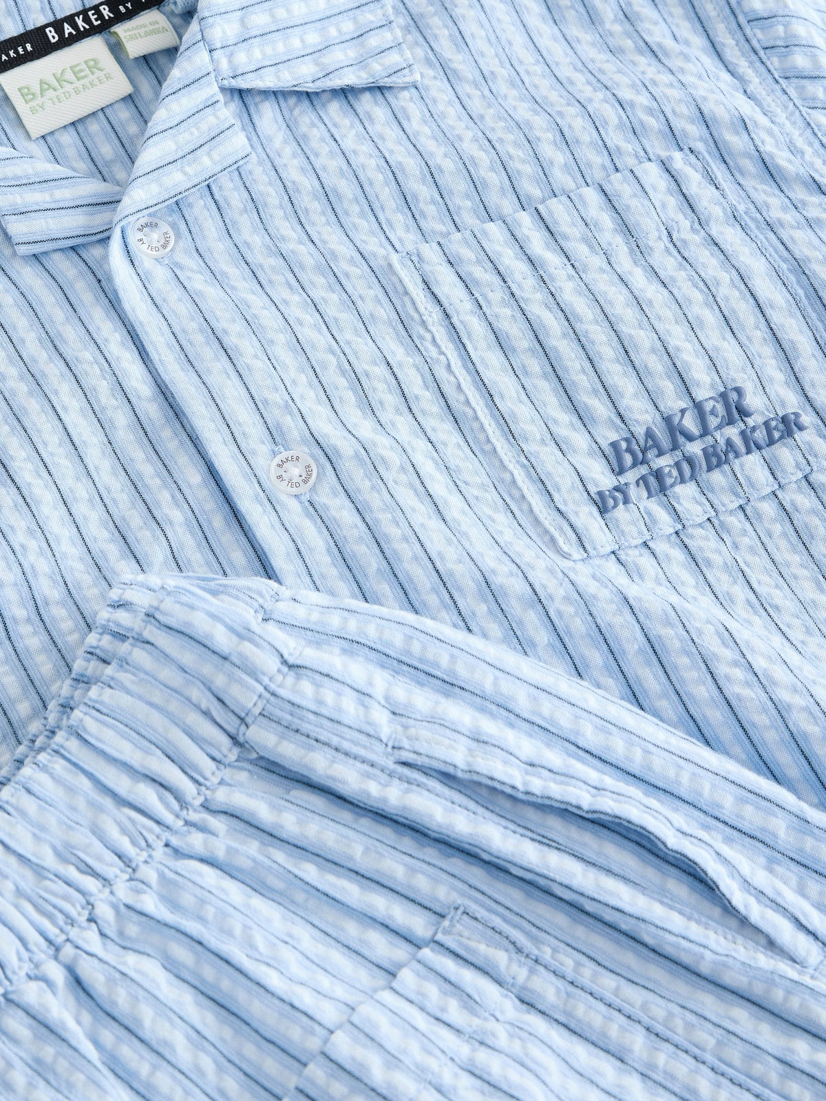 Dsiney Kidz - Baker by Ted Baker Textured Blue Stripe Shirt and Short Set image 11