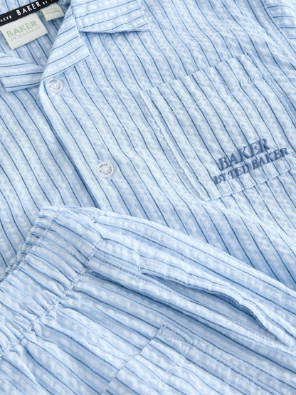 Dsiney Kidz - Baker by Ted Baker Textured Blue Stripe Shirt and Short Set image 11