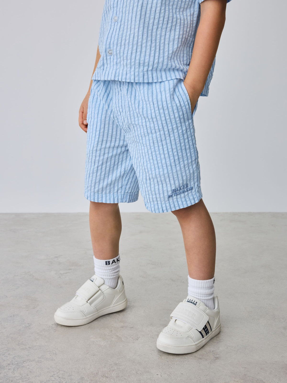 Dsiney Kidz - Baker by Ted Baker Textured Blue Stripe Shirt and Short Set image 4