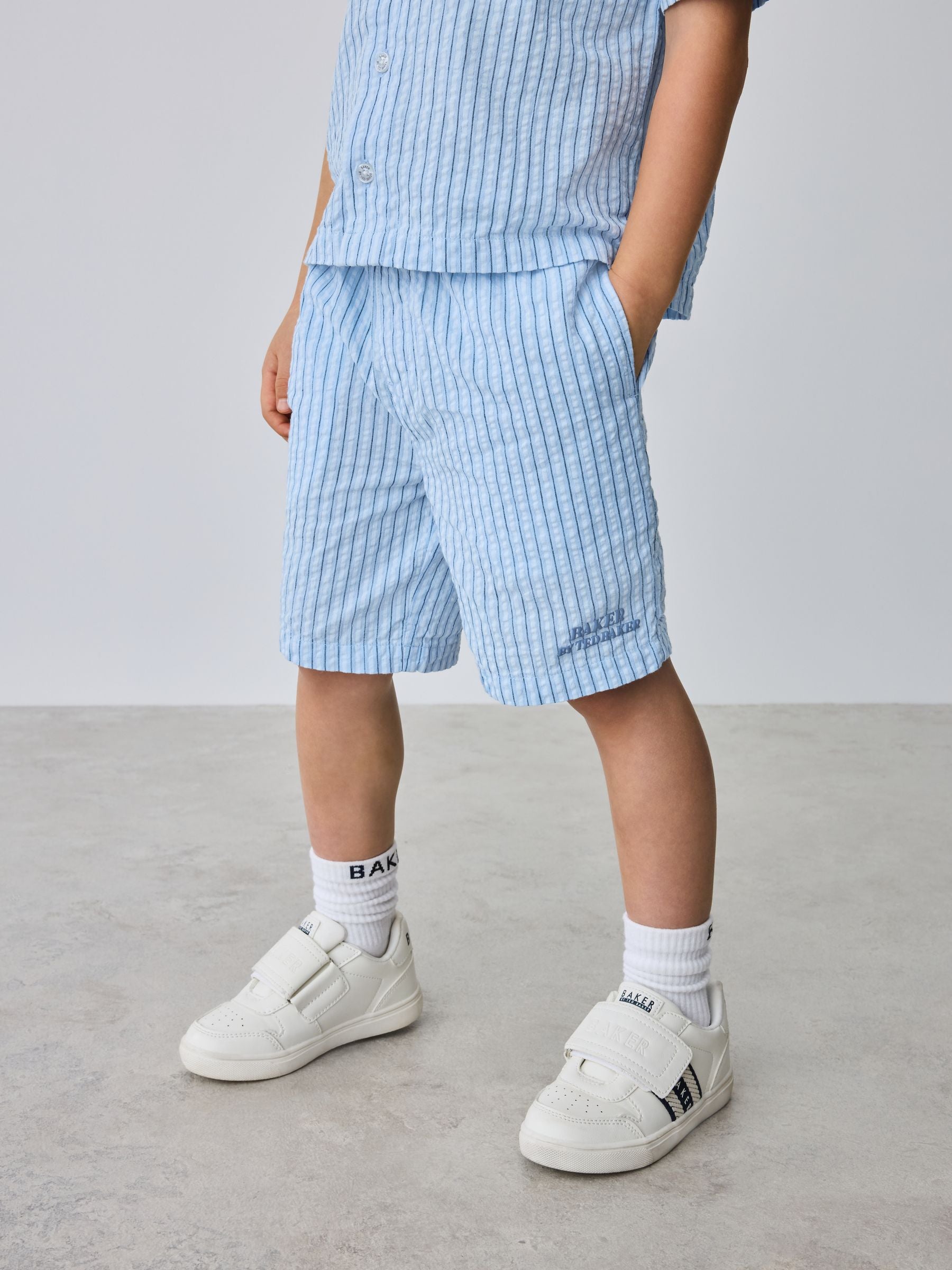 Baker by Ted Baker Textured Blue Stripe Shirt and Short Set image 4