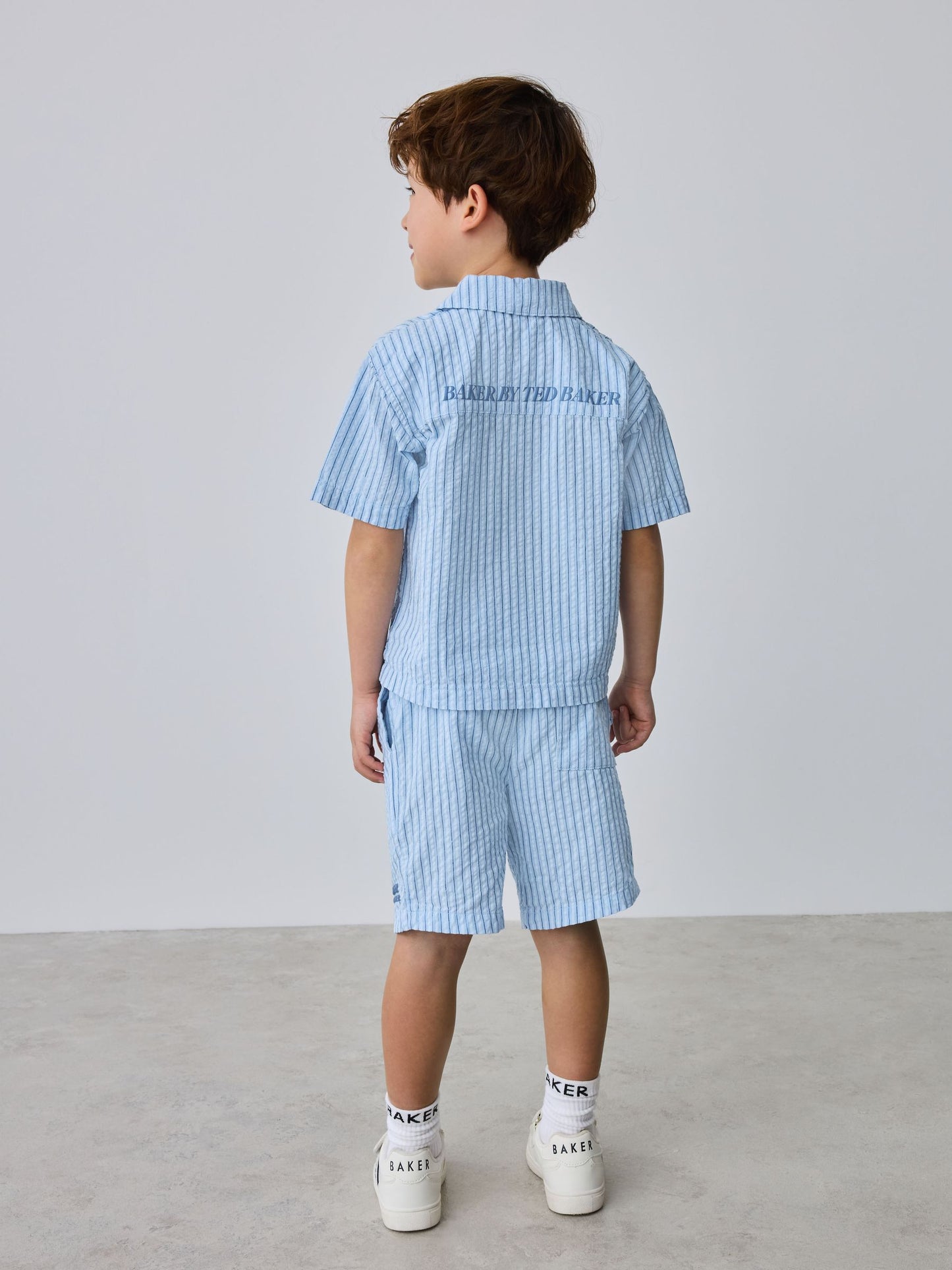 Baker by Ted Baker Textured Blue Stripe Shirt and Short Set image 5