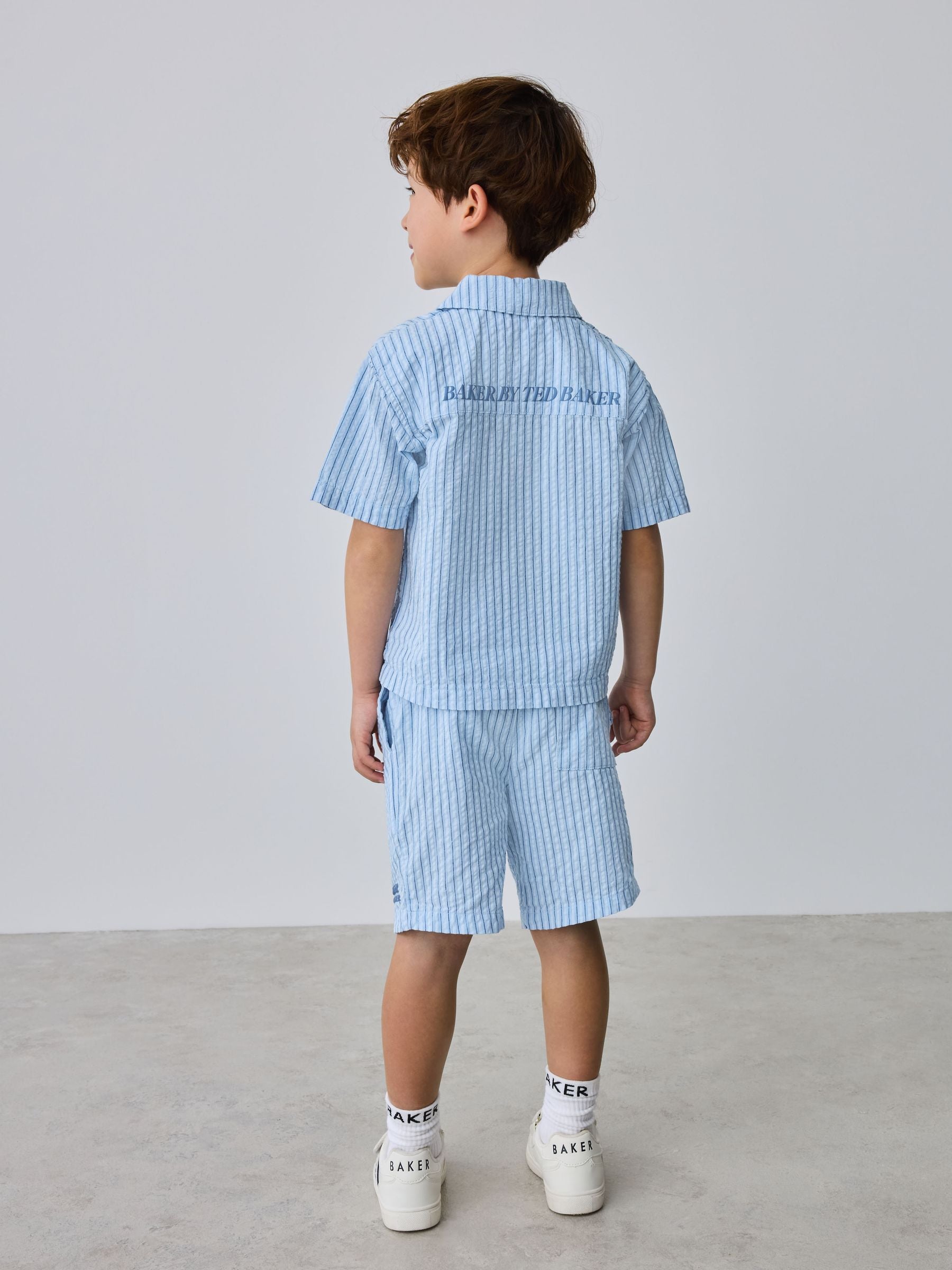 Baker by Ted Baker Textured Blue Stripe Shirt and Short Set image 5