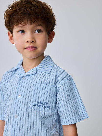 Baker by Ted Baker Textured Blue Stripe Shirt and Short Set image 7