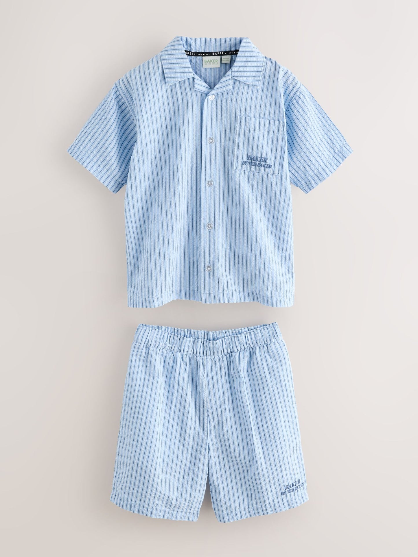 Baker by Ted Baker Textured Blue Stripe Shirt and Short Set image 9