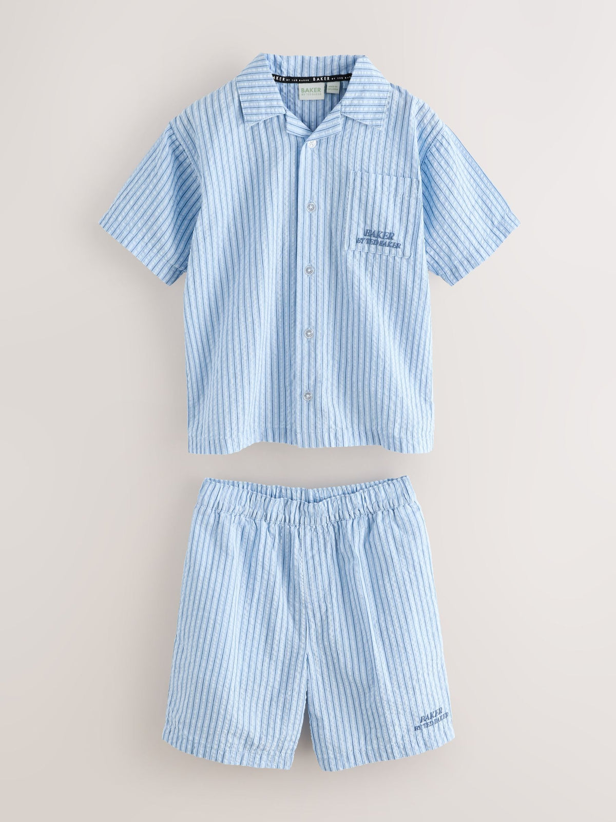 Dsiney Kidz - Baker by Ted Baker Textured Blue Stripe Shirt and Short Set image 9