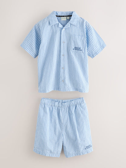 Baker by Ted Baker Textured Blue Stripe Shirt and Short Set image 9