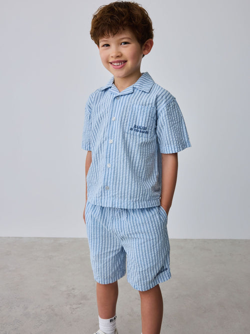 Baker by Ted Baker Textured Blue Stripe Shirt and Short Set image 1