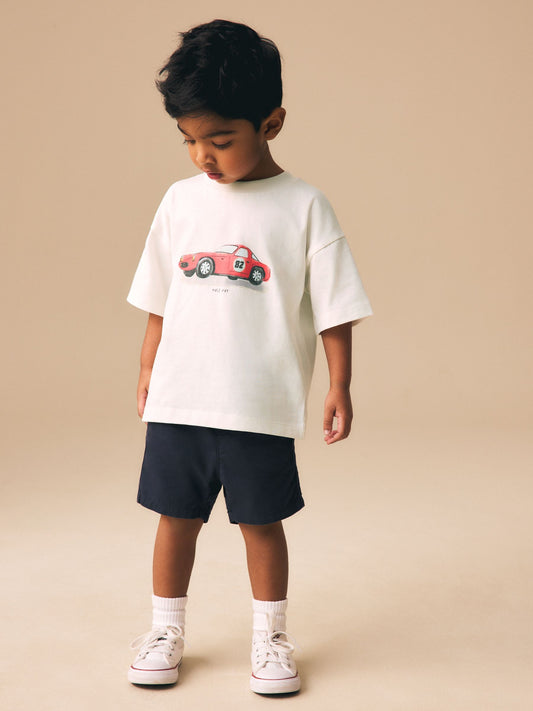 White Watercolour Car Short Sleeve Graphic T-Shirt (3mths-7yrs) image 3