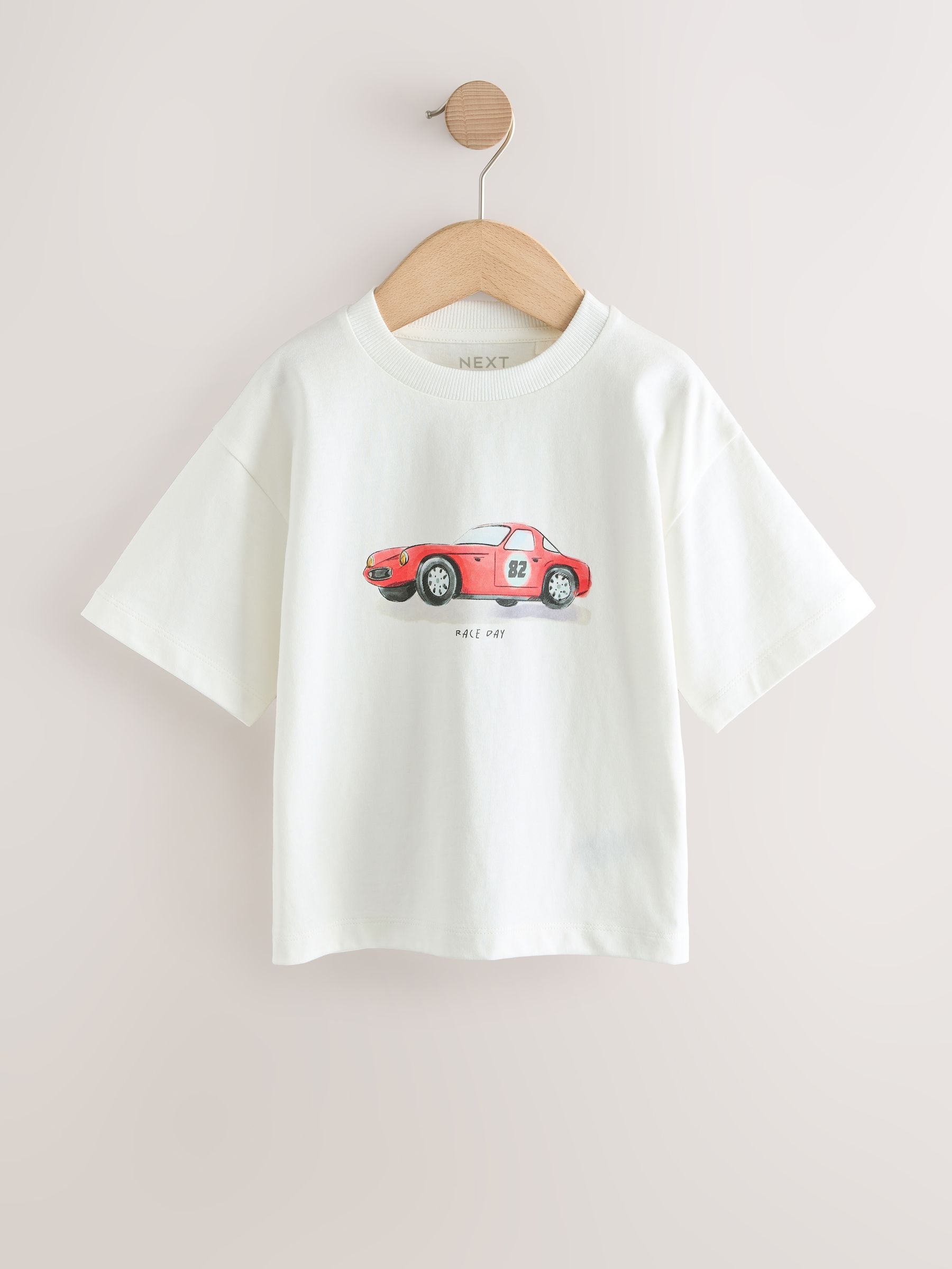 White Watercolour Car Short Sleeve Graphic T-Shirt (3mths-7yrs) image 5