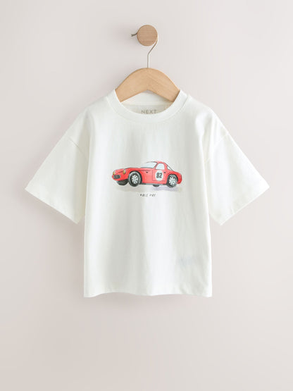 White Watercolour Car Short Sleeve Graphic T-Shirt (3mths-7yrs) image 5