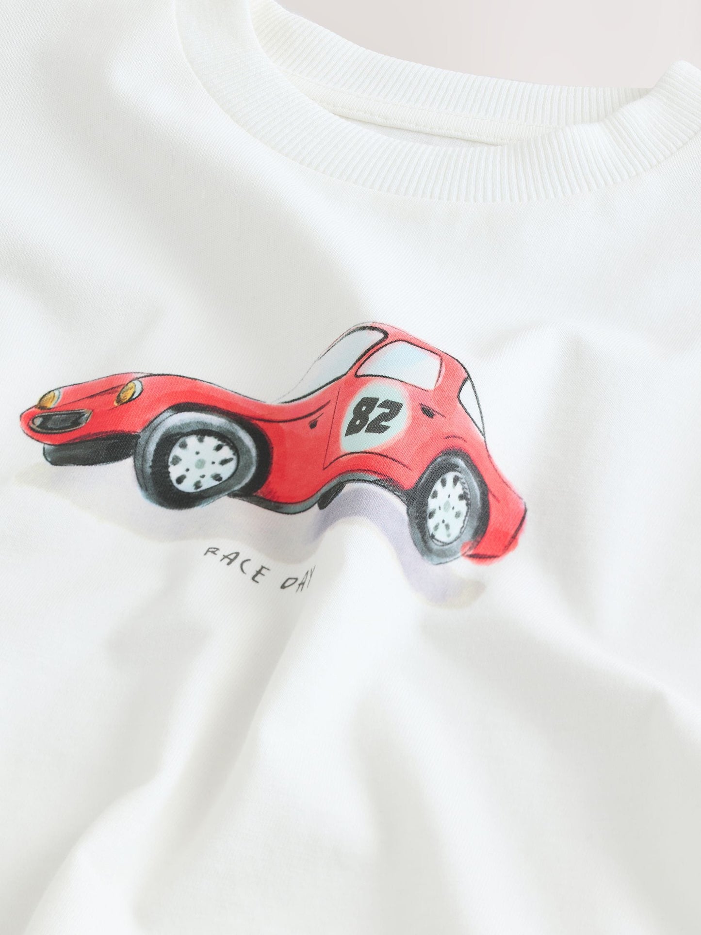 White Watercolour Car Short Sleeve Graphic T-Shirt (3mths-7yrs) image 7