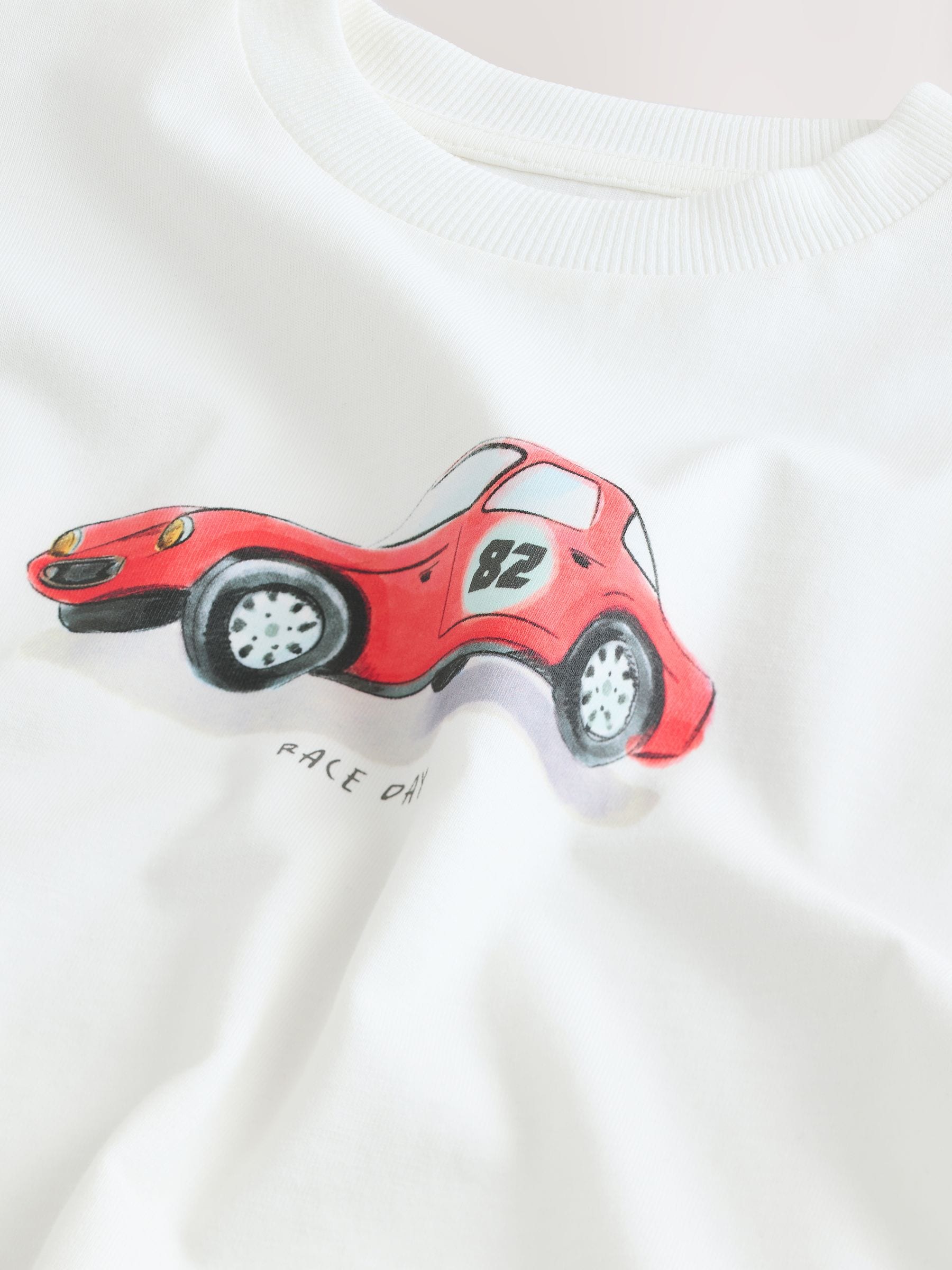 White Watercolour Car Short Sleeve Graphic T-Shirt (3mths-7yrs) image 7