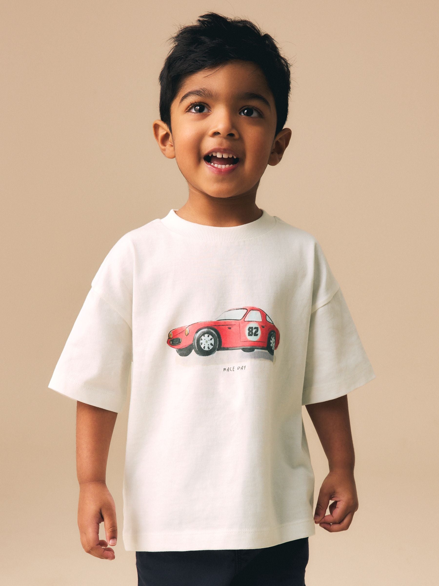 Dsiney Kidz - White Watercolour Car Short Sleeve Graphic T-Shirt (3mths-7yrs) image 1