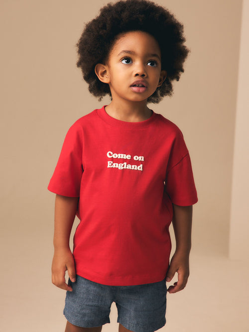 Red Short Sleeve Football Slogan T-Shirt (3mths-7yrs) image 1