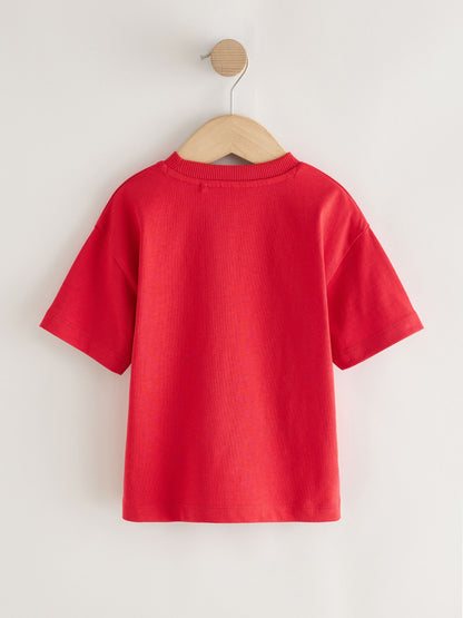 Red Short Sleeve Football Slogan T-Shirt (3mths-7yrs) image 6