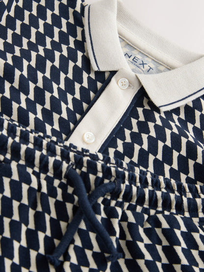 Navy Check Short Sleeve Shirt and Shorts Set (3mths-7yrs) image 3