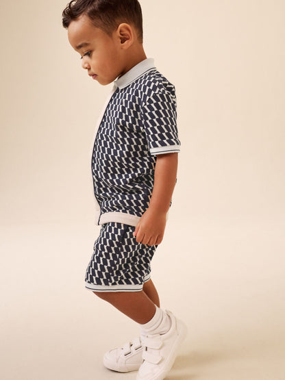 Navy Check Short Sleeve Shirt and Shorts Set (3mths-7yrs) image 4