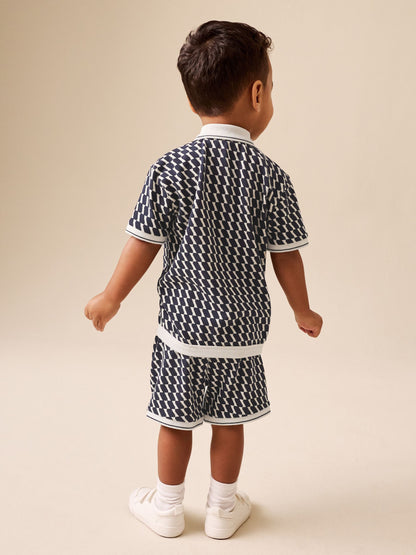 Navy Check Short Sleeve Shirt and Shorts Set (3mths-7yrs) image 5