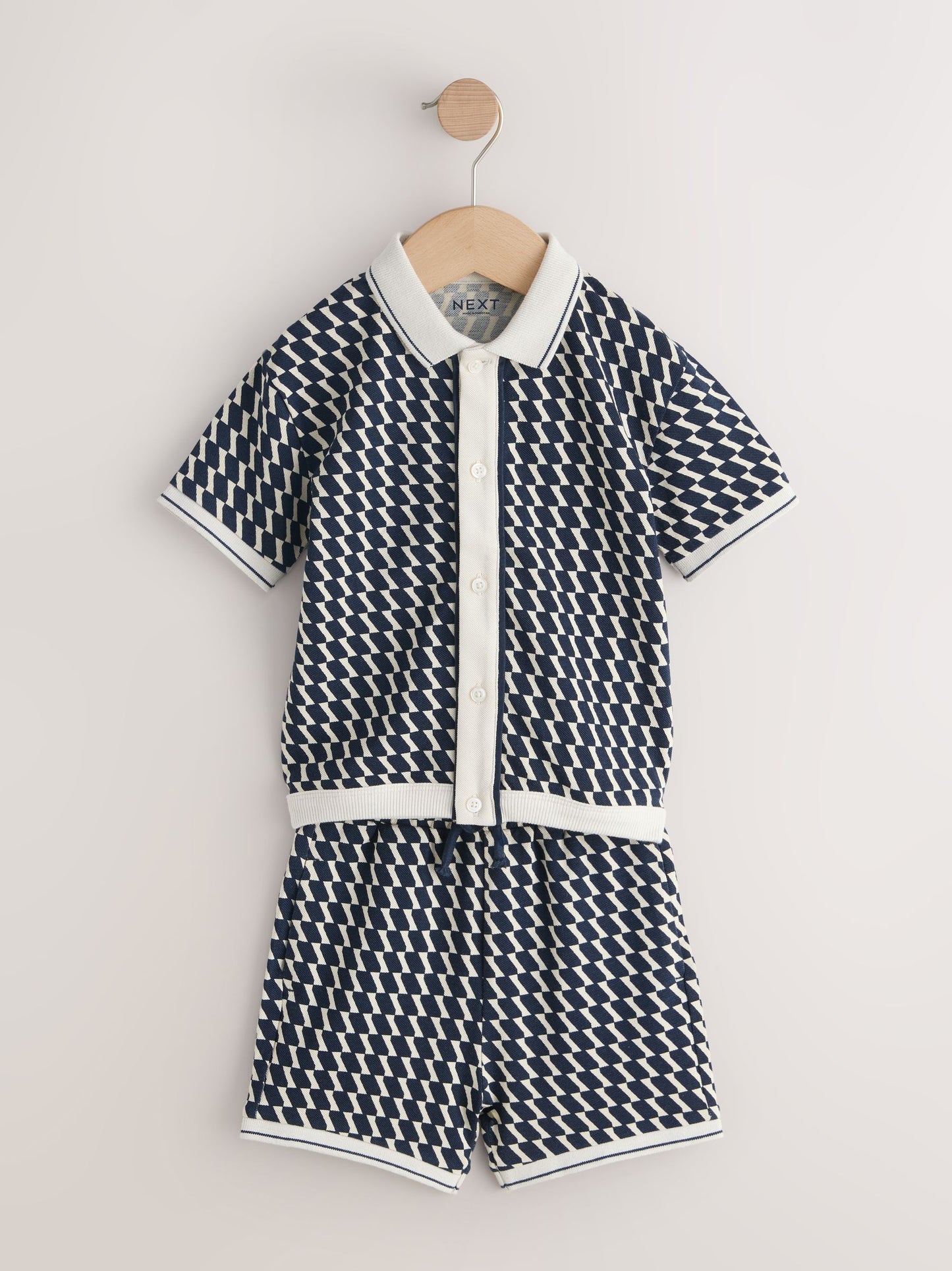 Navy Check Short Sleeve Shirt and Shorts Set (3mths-7yrs) image 9