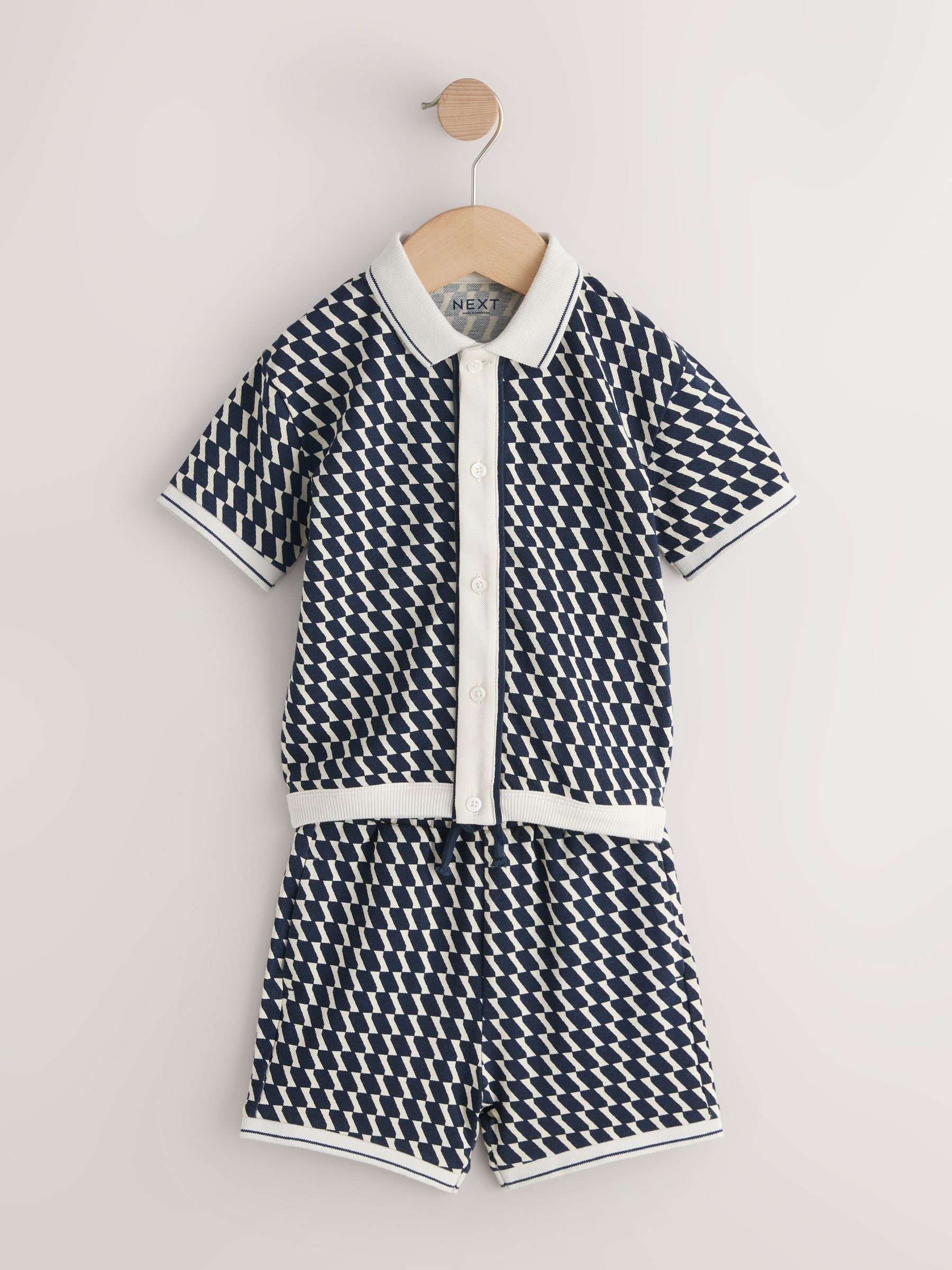 Navy Check Short Sleeve Shirt and Shorts Set (3mths-7yrs) image 9