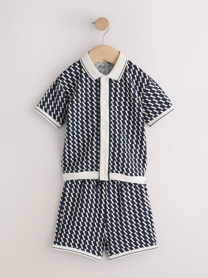 Navy Check Short Sleeve Shirt and Shorts Set (3mths-7yrs) image 9