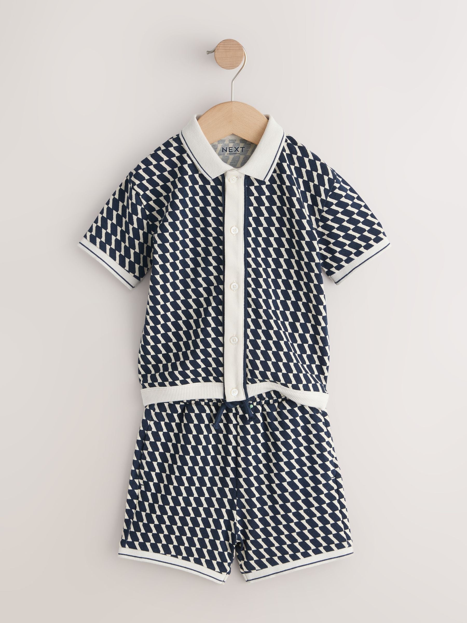 Navy Check Short Sleeve Shirt and Shorts Set (3mths-7yrs) image 10