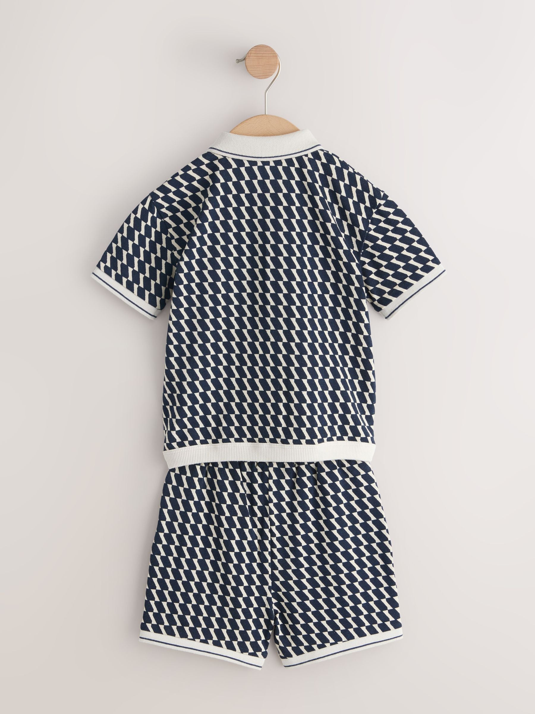 Navy Check Short Sleeve Shirt and Shorts Set (3mths-7yrs) image 9