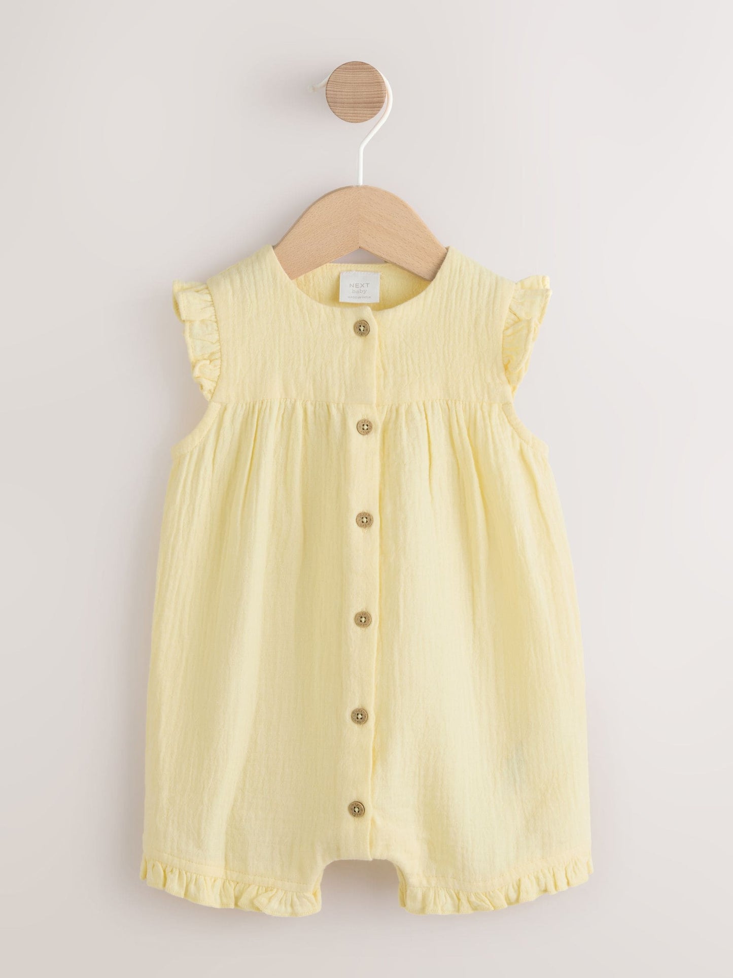 Yellow Baby Short Leg Muslin Romper (0mths-3yrs) image 1