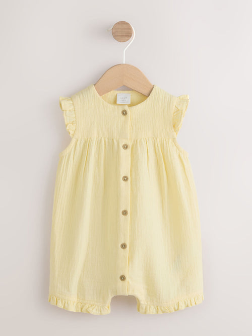 Yellow Baby Short Leg Muslin Romper (0mths-3yrs) image 1