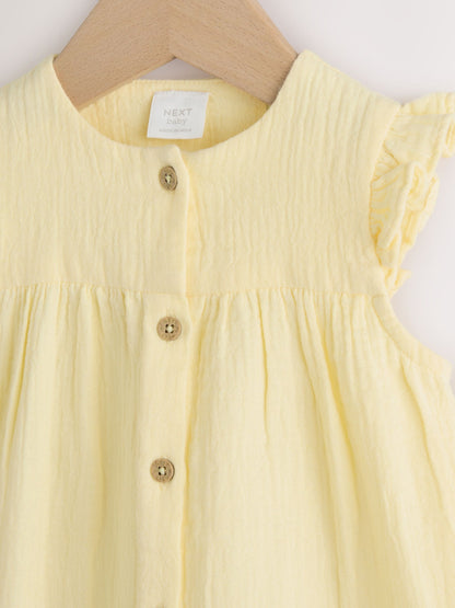 Yellow Baby Short Leg Muslin Romper (0mths-3yrs) image 3
