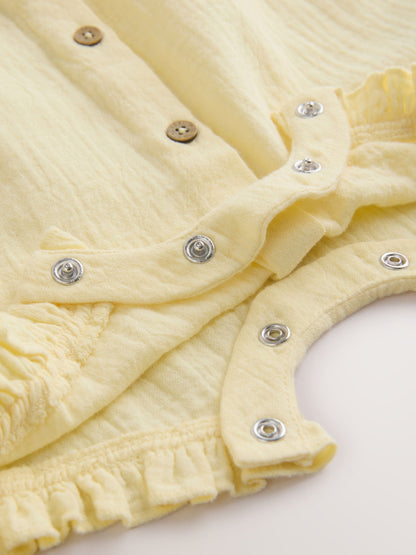 Yellow Baby Short Leg Muslin Romper (0mths-3yrs) image 4
