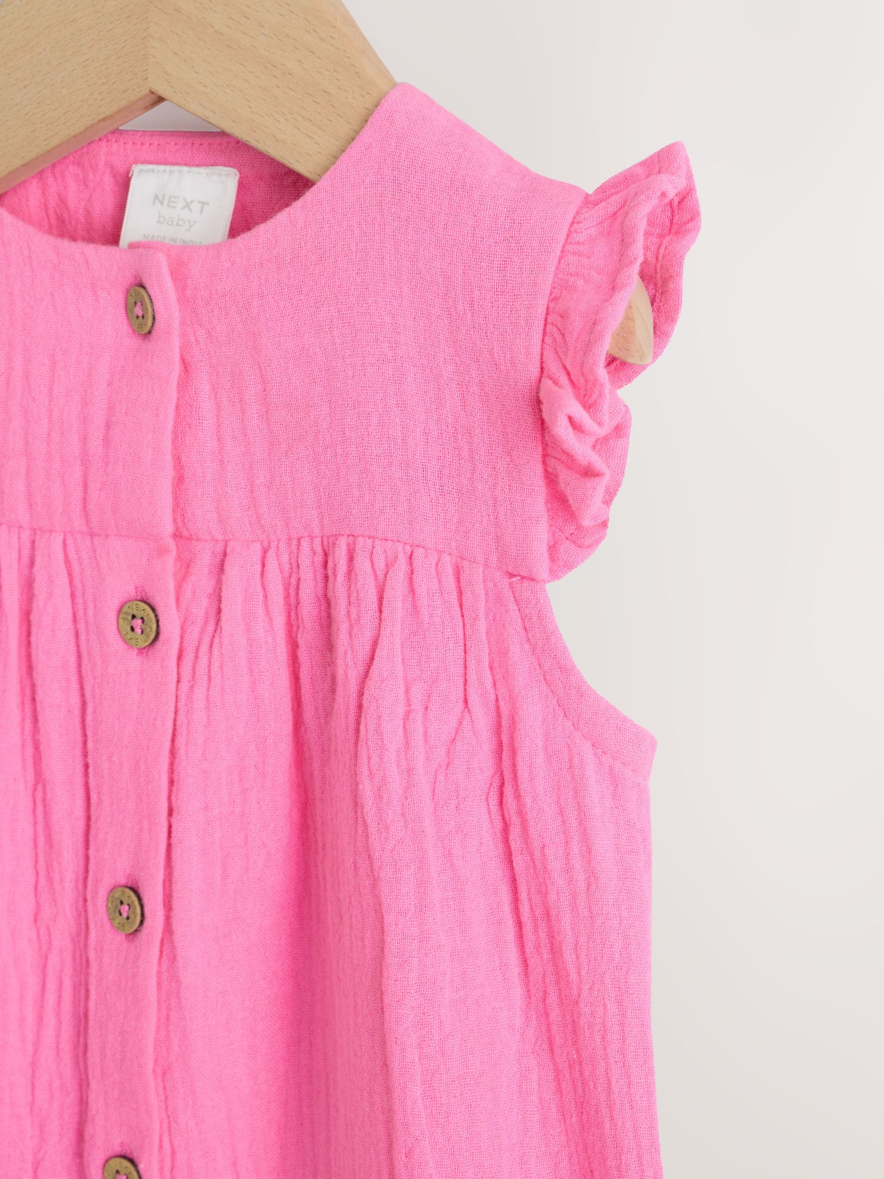 Pink Baby Short Leg Muslin Romper (0mths-3yrs) image 4