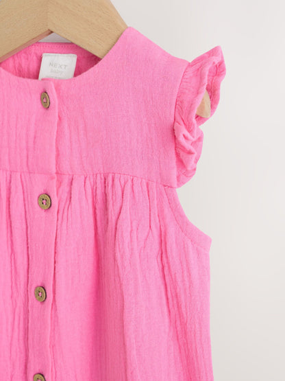 Pink Baby Short Leg Muslin Romper (0mths-3yrs) image 4