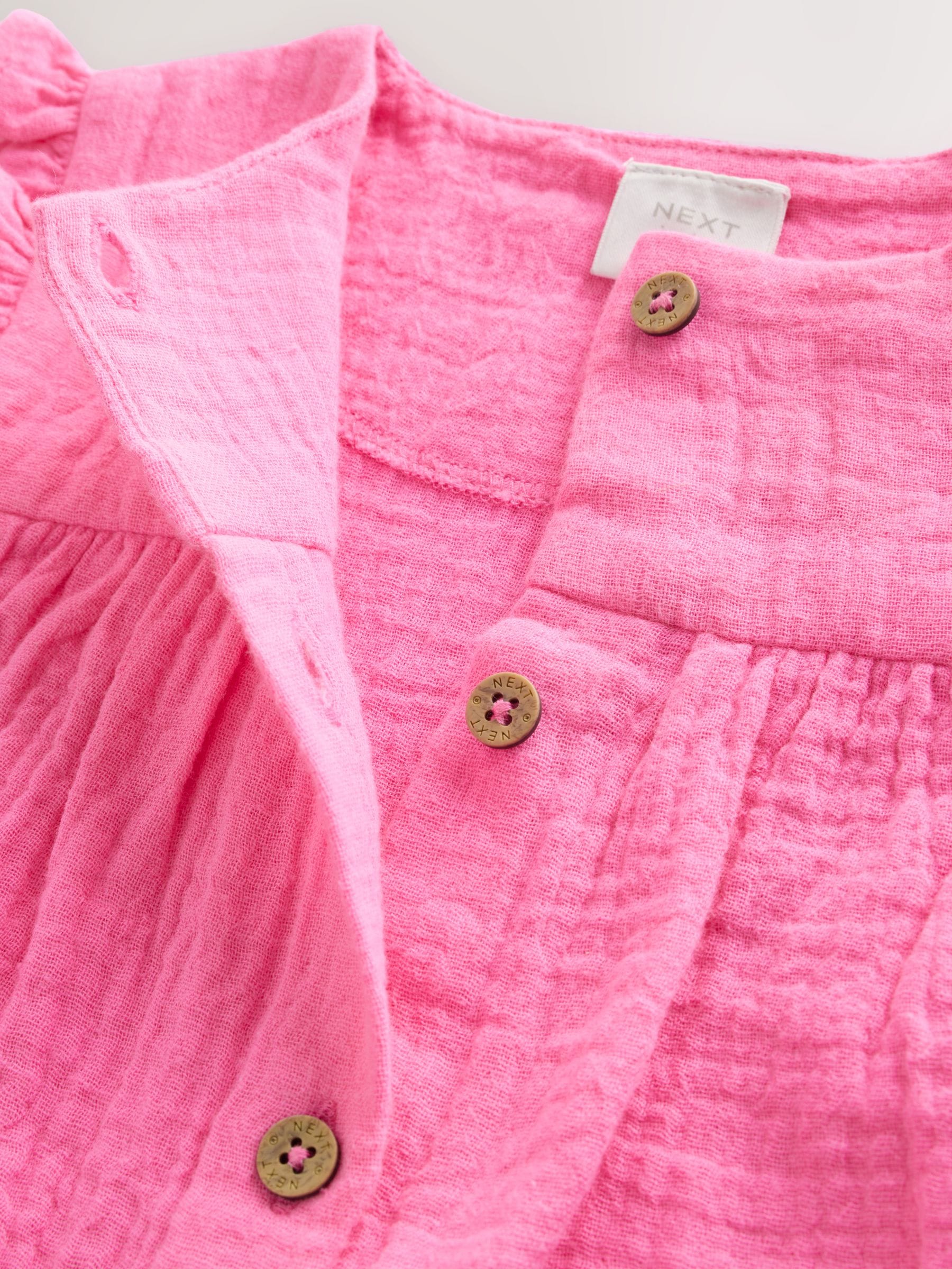 Pink Baby Short Leg Muslin Romper (0mths-3yrs) image 6