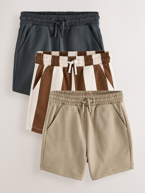Brown/Cream Jersey Shorts 3 Pack (3mths-7yrs) image 1