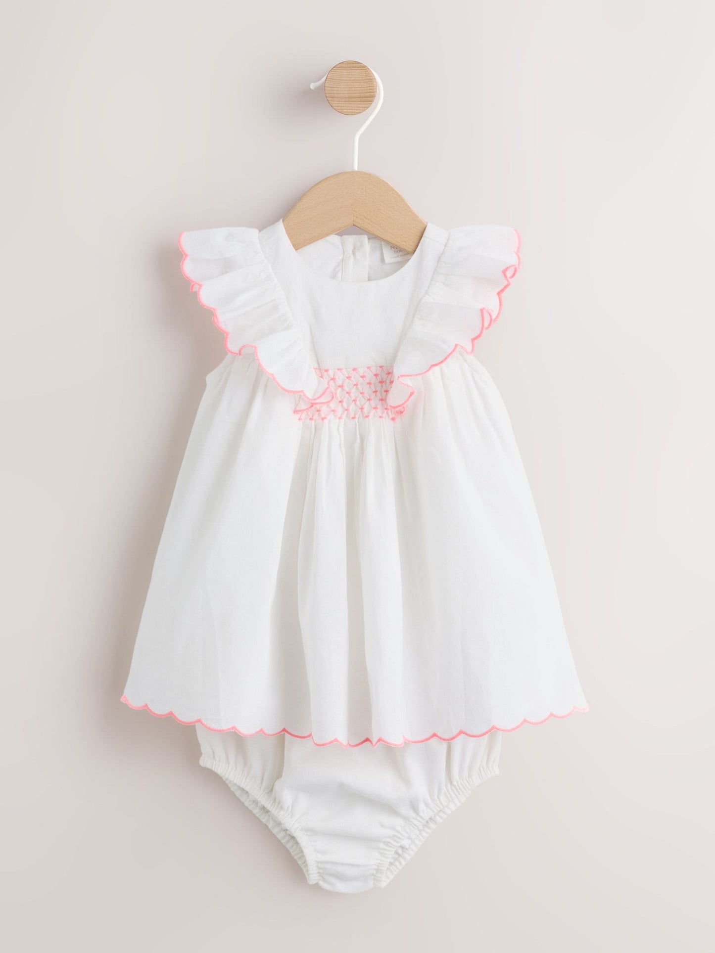 White Woven Baby Dress and Knickers Set 2 Piece (0mths-2yrs) image 3