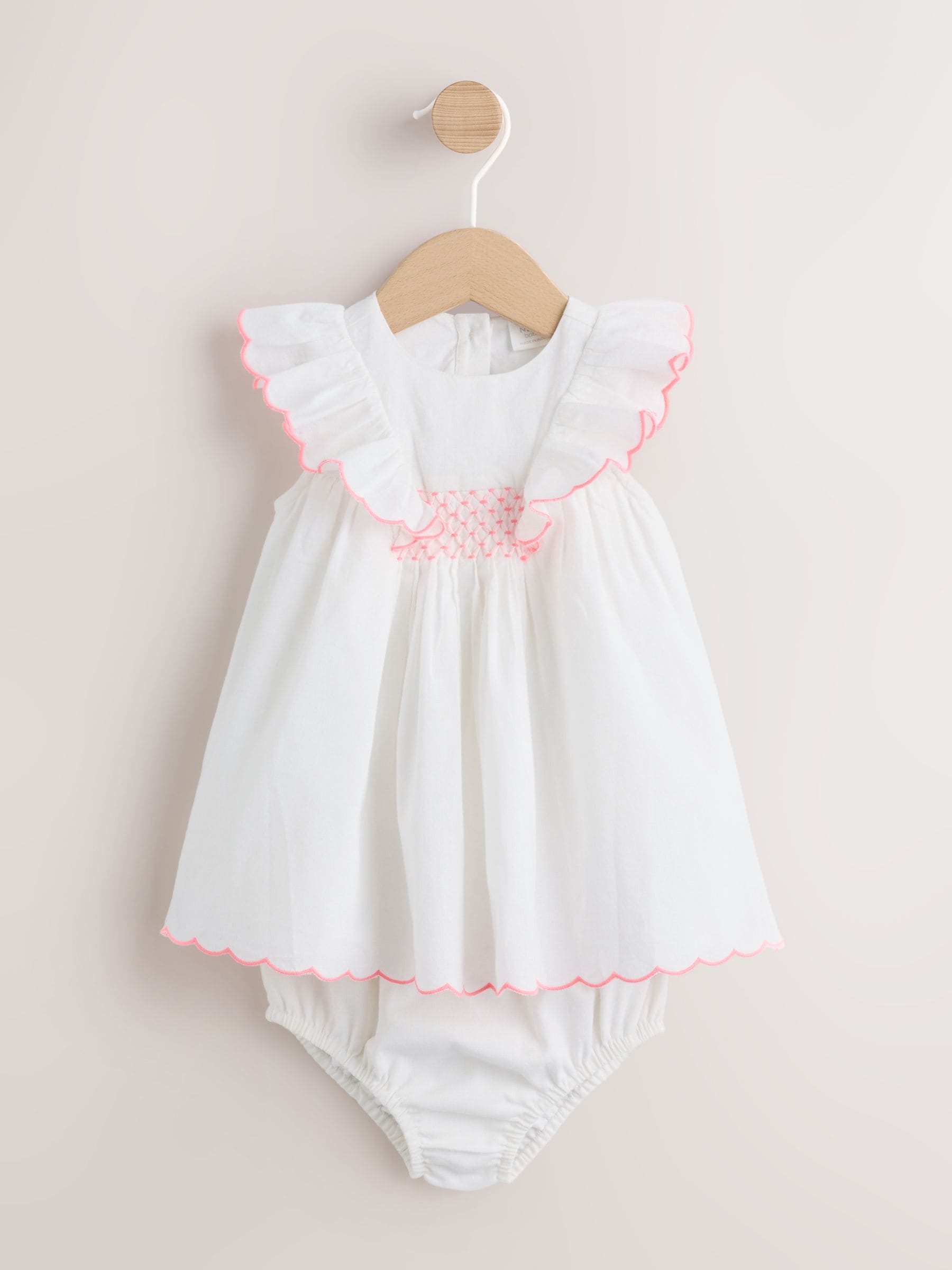 White Woven Baby Dress and Knickers Set 2 Piece (0mths-2yrs) image 3